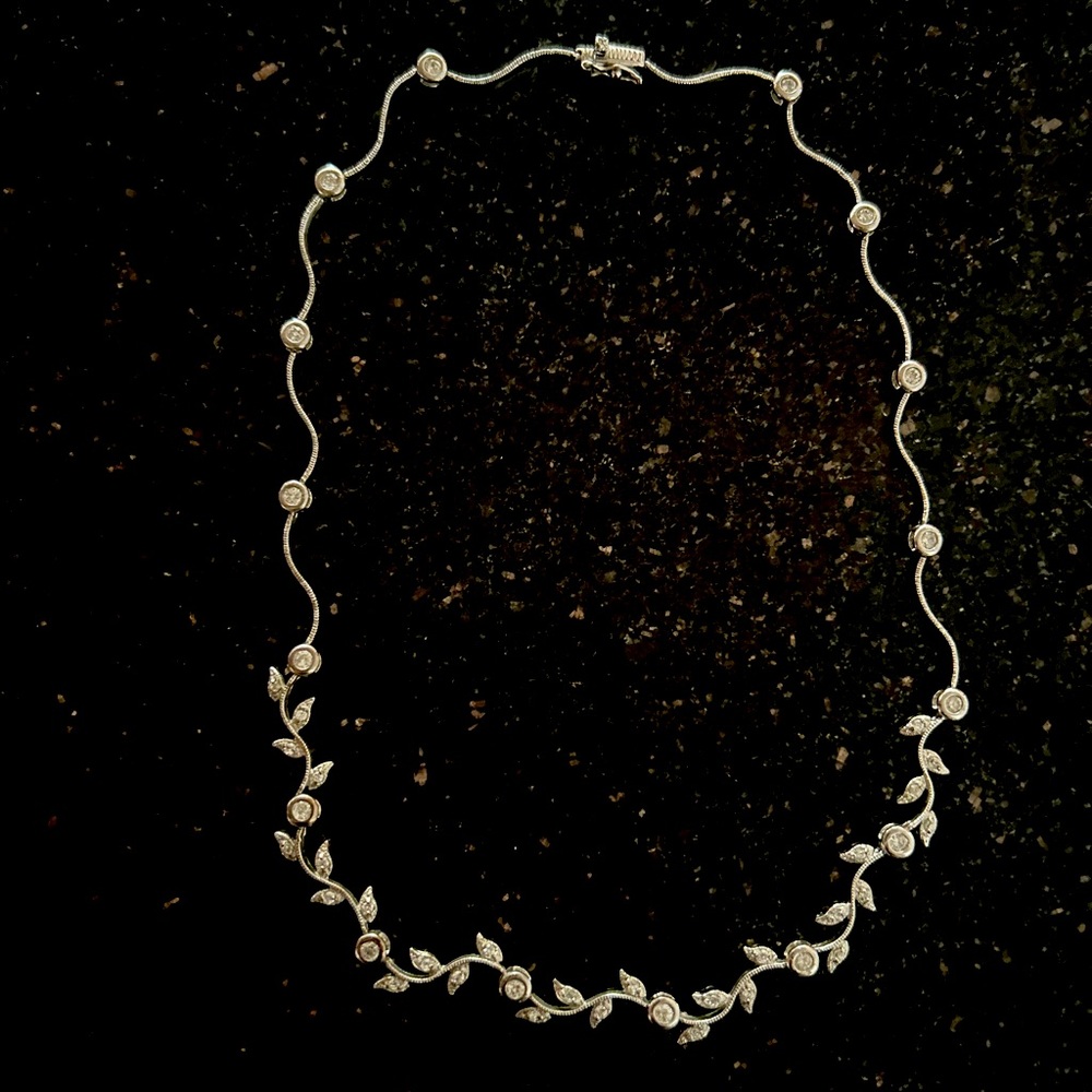 Rhinestone 925 silver necklace.